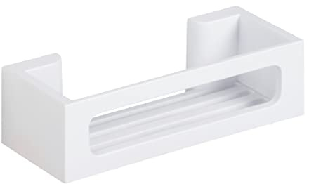 WENKO Turbo-Loc® Wandablage Bralia, Bad-Ablage aus Kunststoff, Befestigen ohne Bohren, tiefes Körbchen für sicheren Stand von Shampoo und Duschgel, für Bad & Dusche, 30 x 8,5 x 12 cm, Weiß