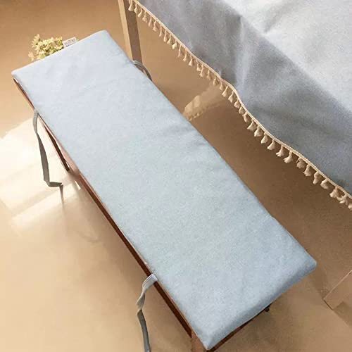 RAKTOV Rutschfestes Bankkissen für Innenräume, mit Bindeband, abnehmbar, waschbar, langlebig, rechteckig, Sitzkissen, Möbelkissen für Küche, Schuhe, Bank, Garten, 220 x 40 x 5 cm, Hellblau