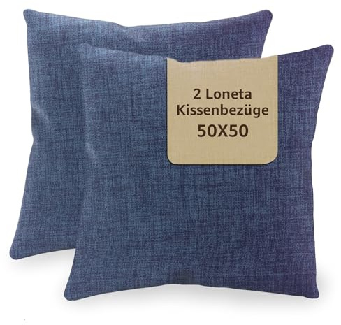 SONIT - Kissenbezug 50x50 cm - Sofa Kissen, Deko Kissenbezüge für Wohnzimmer und Schlafzimmer - 2er-Set - Made in Italy - Blau