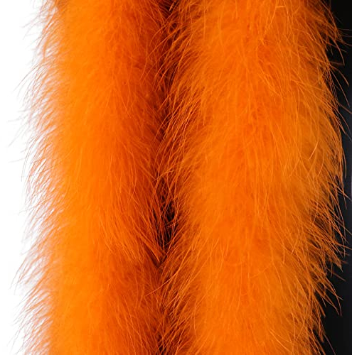 2M Flauschige Federboa für Handwerk Hochzeit Kostüm Bühnendekoration Fuzzy Feathers Boas Trim Stripe DIY Plume 50Gram-Orange,22G
