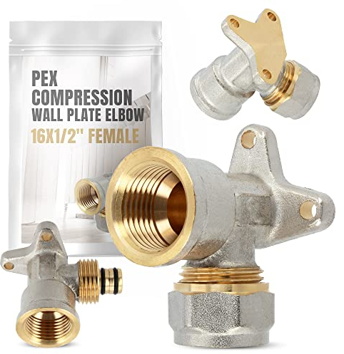 PEX arco con disco da parete 16 x 1/2 IG, riscaldamento ad acqua, raccordo a vite, a compressione, piastra da parete, gomito, tubazione, raccordo per tubazioni, sistemi di riscaldamento sanitari