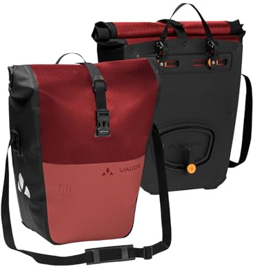 VAUDE Fahrradtaschen für Gepäckträger Aqua Back Color (Rec), in rot, 2X Hinterradtasche wasserdicht, Fahrrad Gepäckträgertasche hinten, einfache Befestigung – Made in Germany