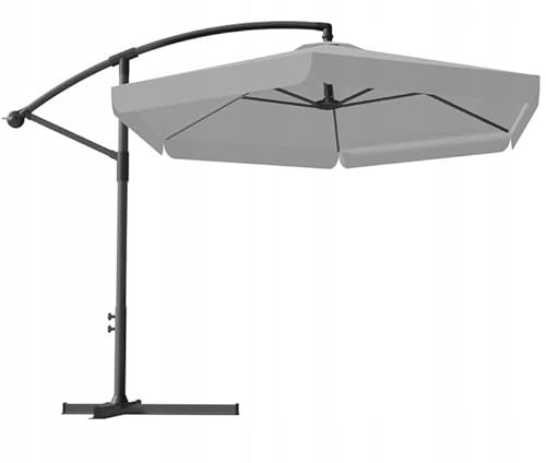 VBChome Gartenschirm Ø 300 cm Schirmhöhe 250 cm Grau Sonnenschirm Sonnenschutz UV-Schutz Kurbelschirm mit Schutzhülle Ständer Windsicherung Kurbelvorrichtung Ampelschirm
