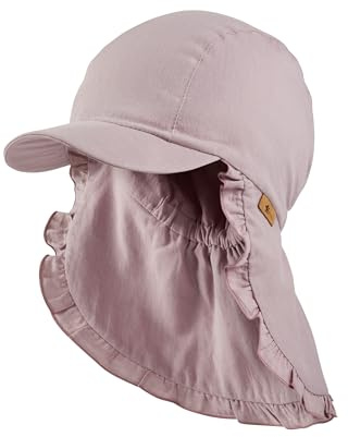 Sterntaler Schirmmütze Nacken gerüscht - Mädchen Mütze aus Baumwolle mit Nackenschutz - UV-Schutz 50+ Sonnenhut mit Rüschenrand - Sommer Kopfbedeckung - Gummiband im Nacken - blasslila, Größe 53