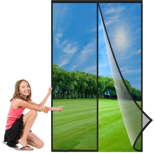 Insektenschutz Gaze 185x300 cm, Fliegengitter Fenster Insektenschutz Feinmaschigkeit Mückennetz Fliegennetz für Fenster, Dachfenster, Balkontür Schwarz, Verstärkte