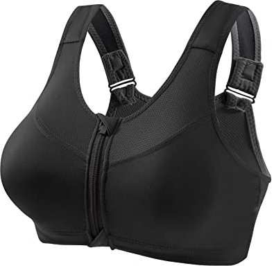 OVARA Womens Front Zip Sports Bra High Impact Wireless Push Up Bra Plus Size Seamless Supportive Full Coverage Gym Running Bras Ladies Stretch Activewear Bralettes