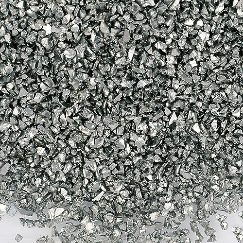 Anevous 100g Crushed Glass Chips, 1-2mm Unregelmäßiges Glitzer Glassplitter, Glitterglas Kies, Glasperlen zum Basteln für Nail Art Crafts DIY Vase Epoxidharz Schmuck Making Heimdekoration,Silber