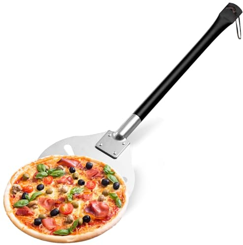 Leonyo 8 Inch Perforated Pizza Peel, Round Pizza Turning Peel Stainless Steel Spatula Paddle for Chefs, Bakers, Homemade Oven