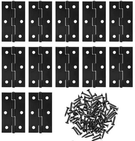 AUEFUDQ 12 cerniere per porte 44 mm × 31 mm, cerniere in acciaio inox per legno, cerniere per porte interne esterne e piccole con 72 viti per cancelli, finestre, armadi, cassetti, scatole