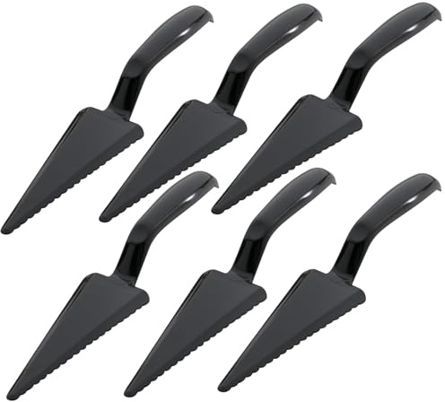 (Pack of 6) 10 Black Disposable Plastic Pie Server with Serrated Edge, Dessert Server for Pies, Cakes, and Quiches | Perfect for Weddings, Catering, Birthdays, and Events
