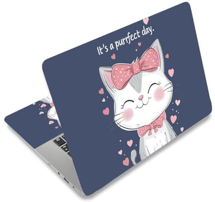 PLIGREAT süße Katze Laptop Haut Aufkleber Aufkleber Passend für 12 13 13,3 14 15 Zoll Laptop Universal Notebook Aquarell Kunst Schutz Cover Aufkleber Netbook PC Personalisierte Haut Aufkleber