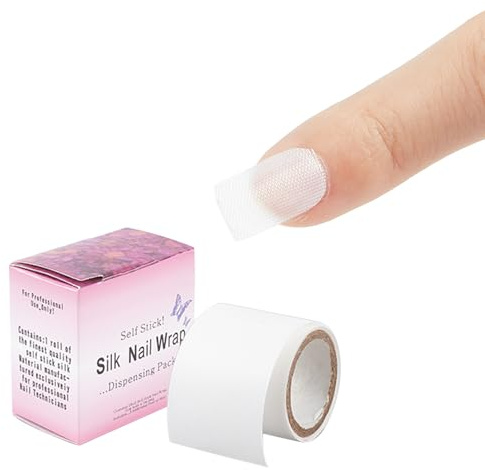NICENEEDED Envoltura de Seda para Uñas con Fibra de Vidrio, Pegatinas Autoadhesivas para Extensiones de Uñas de 39.37 Pulgada, Cinta Adhesiva para la Punta de la Uña Dañada