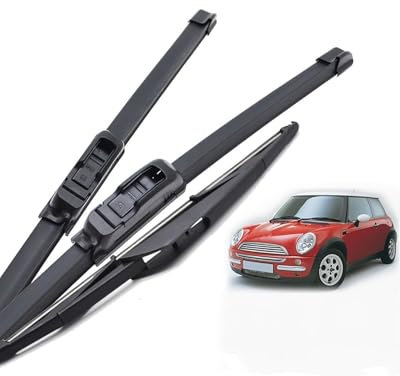 Limpiaparabrisas Parabrisas Para Mini Para Cooper S One D Hatch R50 R53 2001 2002 2003 2004 Kit de limpiaparabrisas delantero y trasero Parabrisas Ventana 19”+18“+12” Escobilla Limpiaparabrisas