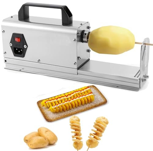 RSPPPJQ Kommerzieller elektrischer Pommes-Frites-Schneider mit spiralförmig gedrehtem Kartoffelschneider, 2-mm- und 2,5-mm-Klingen, Hacker und Crinkle-Cutter for perfekt geschnittene Kartoffeln