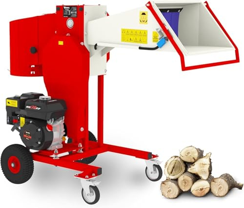 Leistungsstarker Holzhacker ARPAL AM-80BD mit 7-PS-Benzinmotor – Zerkleinert Äste bis zu 80 mm für Brennholz, Holzkohle und Heizsysteme – 3 Jahre Garantie.