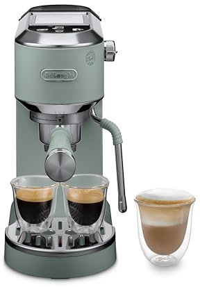 De'Longhi Dedica Duo EC890.GR Macchina Manuale per Caffè Espresso, Cappuccino e Cold Brew, Barista, Dotata di Lancia vapore per My LatteArt, Display Touch, Larga 15cm, Serbatoio Estraibile 1,1L, Verde