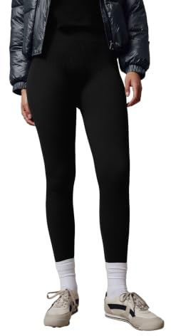 NEXT Mujeres Leggings de Cintura Alta sin Costuras de Punto Acanalado Negro M