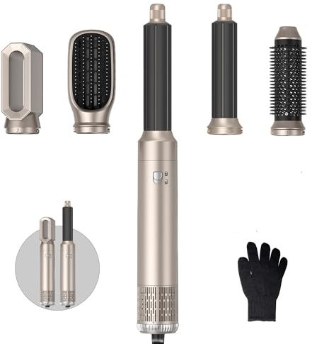 Hairstyler, 5 in 1 Magic Styler, 1000W Hair Dryer Brush for Hair Styling, Hot Air Brush for Volumizing, Drying and Rotating, Hair Wrap Dryer Set with Detachable Heads Comb
