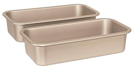 OGIBRIDI Stampo per Pane Tostato Antiaderente Stampo Rettangolare in Cassetta Teglia per Forno per Panini Pane Cottura Acciaio al Carbonio Oro Champagne 30.2x15.2x6.9cm Set da 2 Pezzi