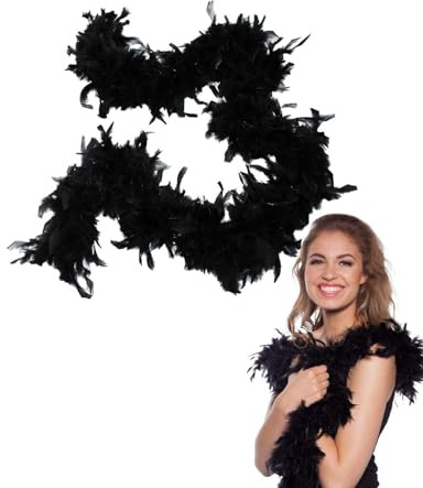 FDCGAS Boa Plumes,Plumas Para Disfraz,Boa in piume,accessorio per costume,nero lunghezza 120 cm, accessorio perfetto per travestimento, Charleston, anni 20, Flapper, carnevale, festa in costume