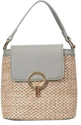 Strohtaschen Damen Basttasche Korbtaschen Damen Boho Tasche Kleine Strandtasche Strand Stroh Handtasche Crossbody Tasche FüR Damenreisen Und Urlaub (C)