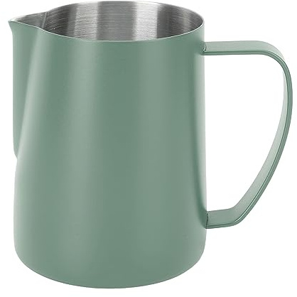 Stainless Steel Coffee Milk Frothing Pitcher, 600ml, Point Mouth Design, Dark Green