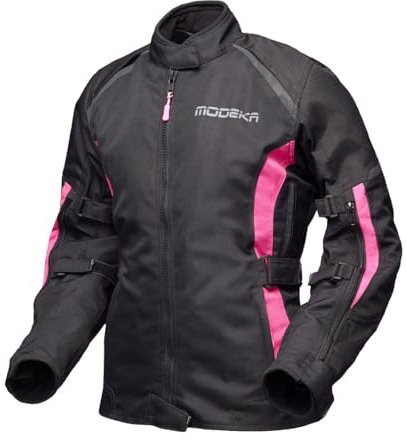 Modeka Luana Veste Textile Moto Femme, schwarz/pink, 42