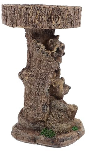 PAMINGONO Kreative Vogeltränke Aus Resin Für Garten Multifunktionale Futterstelle Und Vogelbad Mit Einzigartigem Waschbär-Design Wetterfest Und Handgefertigt Für Wildvögel