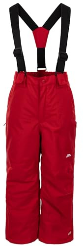 Trespass Unisex Kids Ski Trousers Rumi - Waterproof Padded Salopettes, Tricot Lining, 2 Zipped Pockets, Detachable Braces, Side Leg Zips, Kick Patches, Gaiters