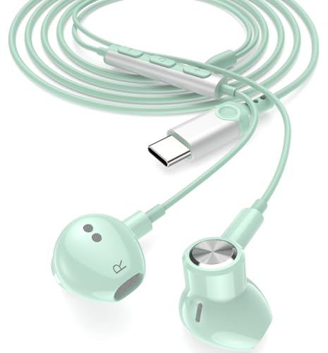 ACAGET USB C Headphones for Google 10a 10 9a 8 for iPad A16 for iPad Pro | USB C Earbuds Cable with Microphone Type C Earphones Wired Magnetic for Samusng A17 A16 S26 S25 A57 for iPhone 17 16e Pro Max