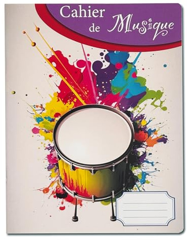 Musikheft – 50 Seiten – Notenblätter & Notizseiten – Format 17 x 22 cm – farbiger Einband personalisierbar – ideal für Schüler, Unterricht und Lernen (Batterie 2)