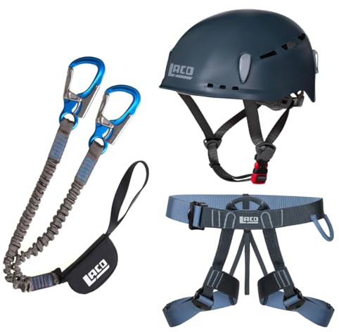 Generisch LACD Klettersteigset Pro Evo 3.0 + Klettergurt Easy EXP + Helm Protector 2.0 (midnight navy)