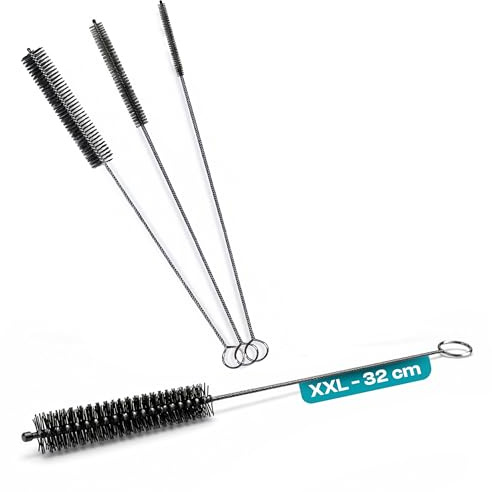 fancility® 4X Reinigungsbürste für Air-Up-Trinkflasche & Kaffeevollautomat (4, 6, 15, 19mm Ø 32cm lang) - Strohhalm-Reinigungsbürsten Milchschlauch, Kaffeemaschine & Trinkhalm - Milch-Schlauch-Bürste