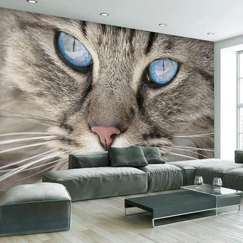 Fotomurale 3D Murale Autoadesivo Gatto Animale 200(W) X150(H) Cm Camera Dei Bambini Bar Ufficio Soggiorno Ristorante Negozio Di Corridoio Hotel Decorazione Della Parete Arte Della -4039214
