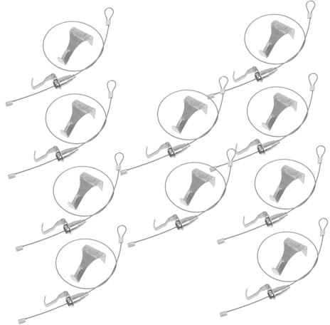 Operitacx 10 juegos Kit de Colgadores Ajustables Inoxidable para Cuadros Sistema con Cable y Ganchos para Montaje Pared Exposiciones y Hogar