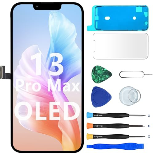 MP+ Écran de rechange OLED pour iPhone 13 Pro Max, [OLED] [COF] [3D Touch] écran Retina Digitizer Assemblée avec kit d'outils de réparation et adhésif étanche
