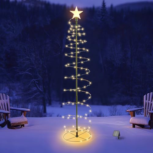 Weihnachtsbaum Beleuchtung Aussen Solar, 80cm Weihnachtsdeko Aussen Solar Wetterfest Tannenbaum, Weinachtsbeleuchtung LED Draußen, 8 Modi, Lichterkette Weihnachten Deko für Innen und Außen (Warmweiß)