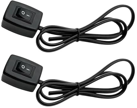 2 x Kippschalter 12V mit Selbstklebender Rückseite, 3A/12 V/24 V Schalter mit 75 cm Kabel, Autos Paste Typ Knopfschalter, 12V Kippschalter für die Steuerung der Autolichtelektronik