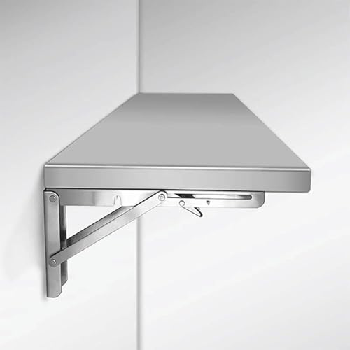 Tkahium Mesa plegable de pared, mesa plegable montada en la pared, ahorra espacio, acero inoxidable 304, soporta un peso de 150 kg (80 x 40 x 3 cm)