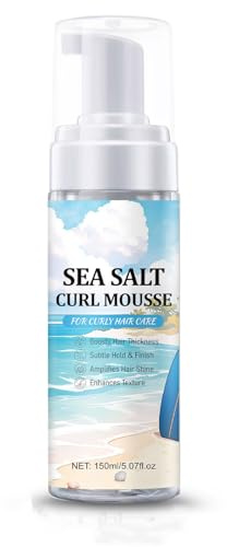 Mousse volumizzante al sale marino 150 ml – Schiuma modellante per capelli ricci – mousse testurizzante anti crespo con aloe vera – tenuta leggera per onde da spiaggia donne uomini