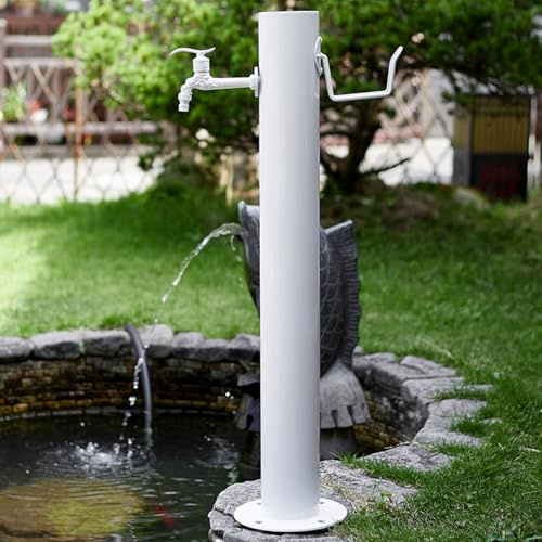 Colonne d'Eau de Jardin, Colonne d'eau Extérieure en Acier Inoxydable, Colonne à Eau de Jardin avec Robinet à Double Sortie, Simple et Stable, pour Extérieur L'irrigation(50cm/19.7in)