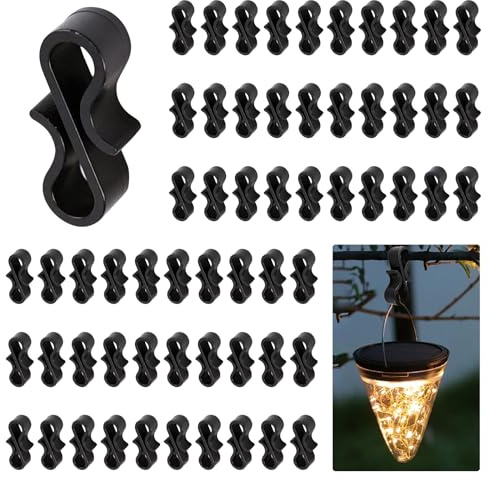 60 Pcs Gutter Hooks for Outdoor Lights, Durable Plastic S Shape Hanging Clips for Icicle String Fairy Lights, Weatherproof Roof Gutter Clips for Christmas Halloween Garden Party Decoration