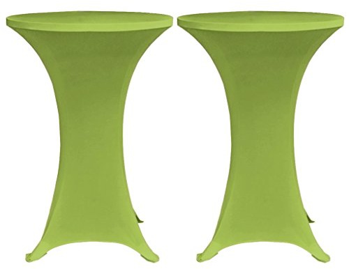 Festnight 2er-Set Tischhusse Stehtischhusse Stretchhusse Tischüberzug Stehtisch Hussen 70cm Grün