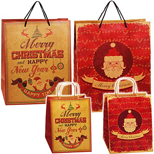 alles-meine.de GmbH 5 Stück Geschenkbeutel/Geschenktaschen - Weihnachten - Retro & Nostalgie 27 cm ! - Mittel groß Weihnachtstüten - Geschenktüten/Geschenkverpackun..
