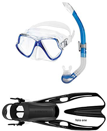 Mares Wahoo + Volo One Schnorchelset (blau-weiß, S/M (35-38))
