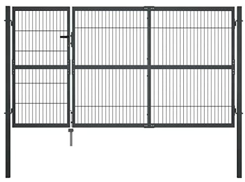 vidaXL Gartentor mit Pfosten Stahl 350×140 cm Anthrazit