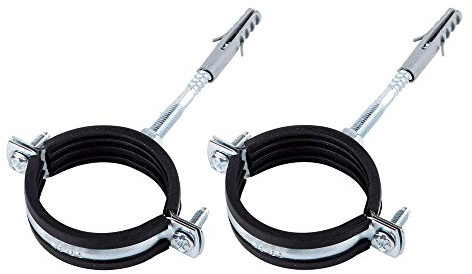 Specialist Clamp (Pack of 2) - Anti Vibration Single Metal Pipe Brackets, Ø 56-60 mm, Silver