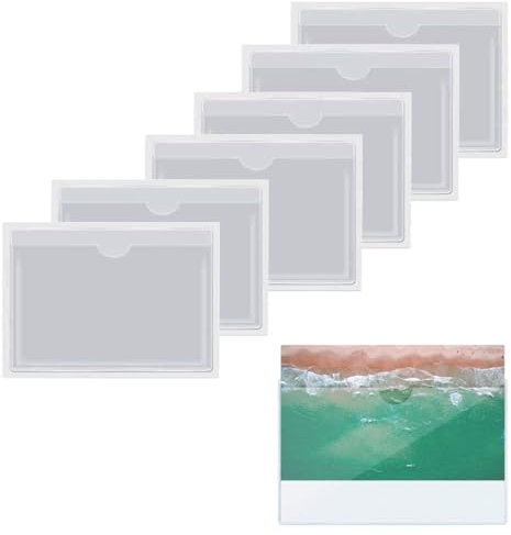 30 Stück Etikettenhalter, transparente Karteikartentaschen, selbstklebende Etikettentasche, Visitenkartenhalter, 8,9 x 14 cm, Kunststoff, Bibliothekskartenhalter für Notizen, Bibliothek,
