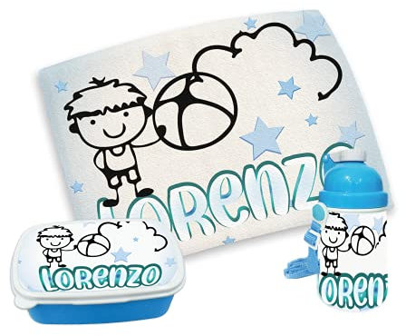 gadgeteventi Kit Pappa Bimbo per Scuola E Gite Personalizzato “Bambini” (Azzurro)