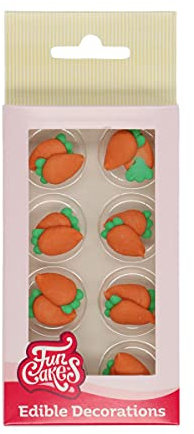 FunCakes Decorazioni di Zucchero Carote: pronto per l'uso per la decorazione di torte, perfetto per cupcakes pasquali, muffin, torta di carote e altro, certificato senza glutine, set / 16